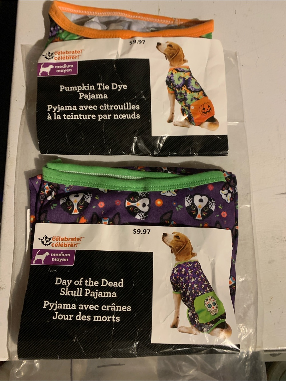 Dog Halloween Pajamas Pumpkin Tie Dye & Day of the Dead Skull (2)